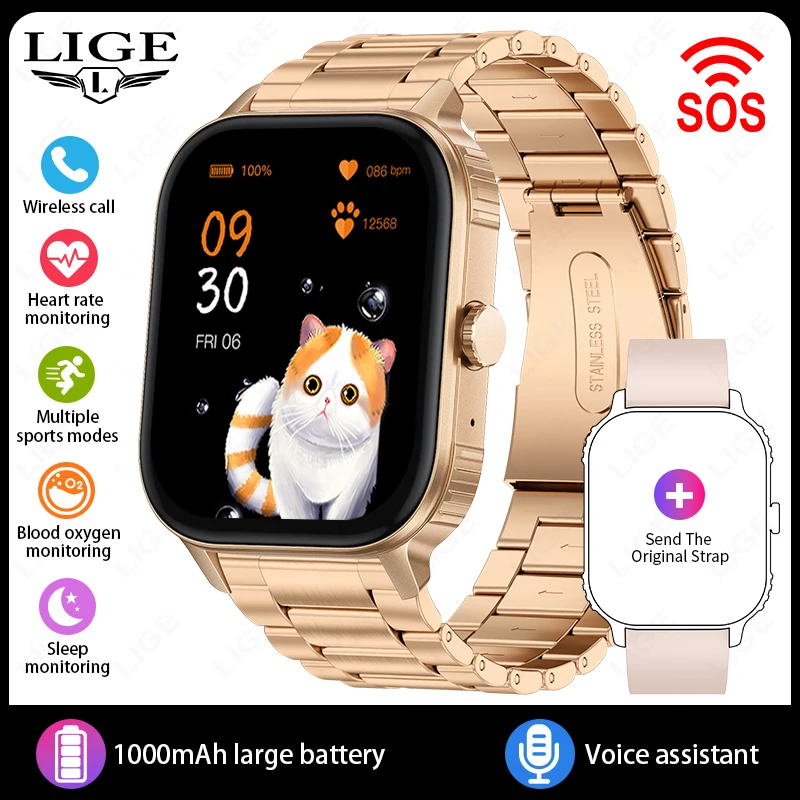 LIGE Smart Watch with 1000mAh Battery and Full Touch Screen