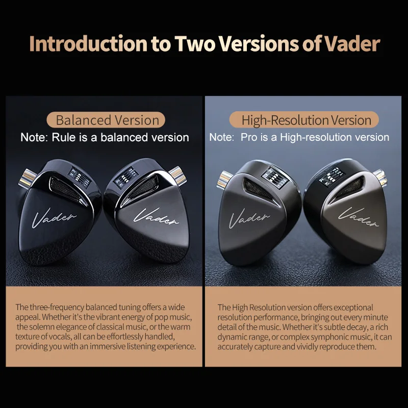 KZ Vader IEM Earphone Noise Isolating Triple Driver 4 Tuning Switches Clarity in All Frequency Stereo Sound Comfortable Earphone