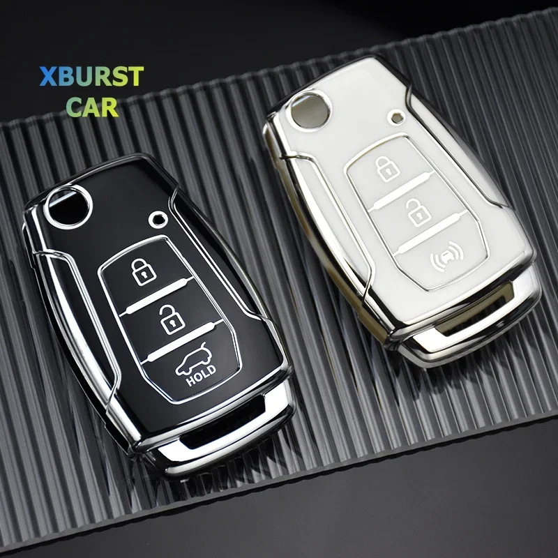 TPU Shell Fob For SsangYong Kyron 2 Sanka Actyon Korando Tivoli Car Folding Key Case Cover Protector Keyless Bag Accessories