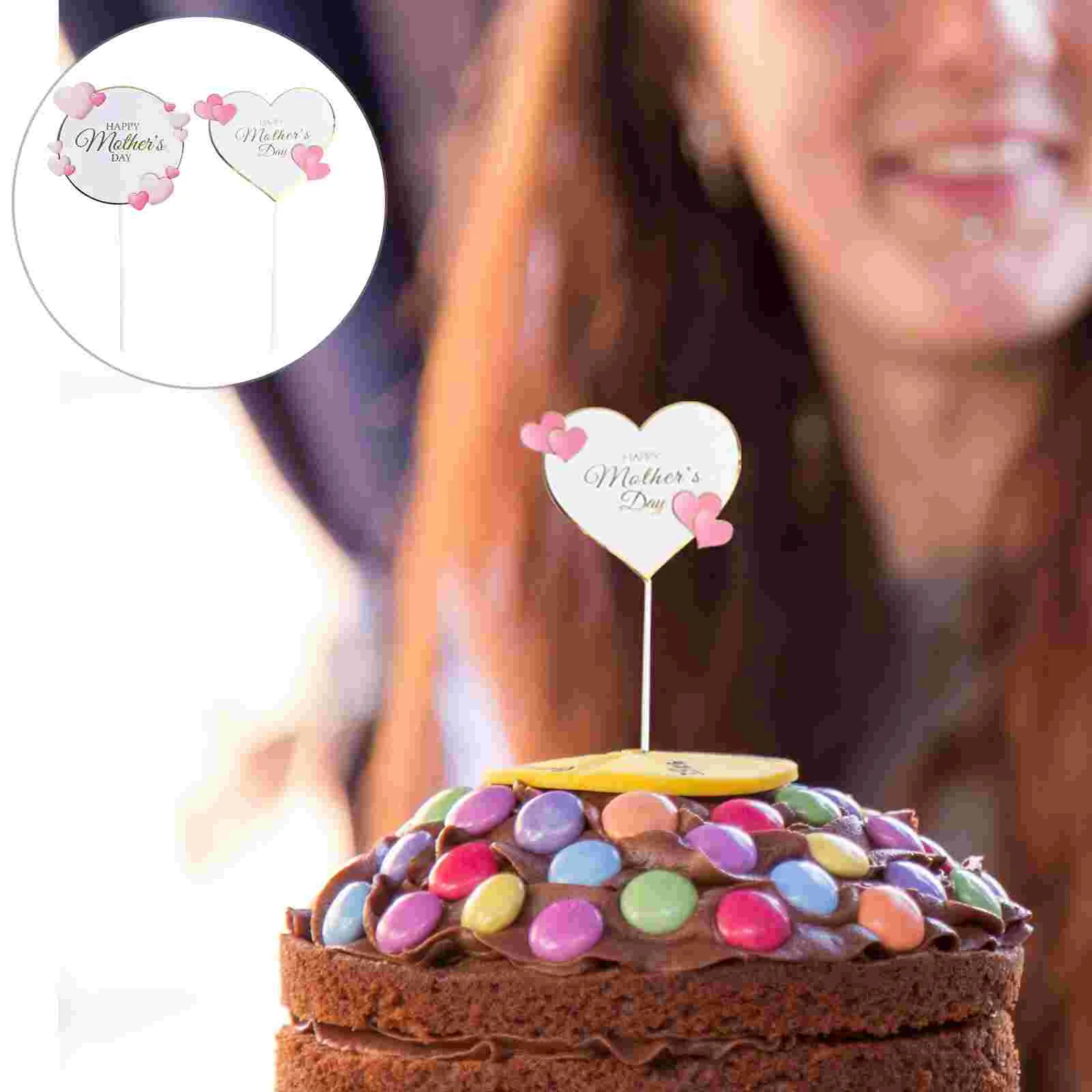 

20 Pcs Cake Insert Mothers Day Dessert Pick Decor Decorating Paper Decorations Topper Cakes