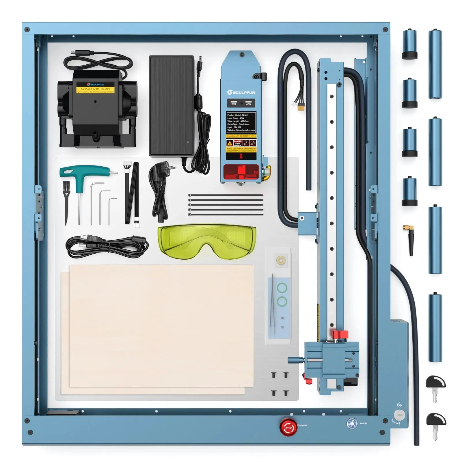 Imagem -05 - Sculpfun-gravador a Laser Automático Máquina de Corte Ultra Fina Chama de Assistência a ar Usb bt Wifi 40w Área 400x400 mm Sf-a9