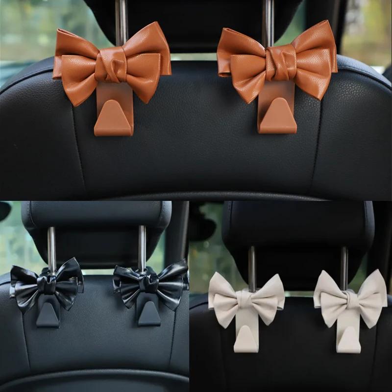 

Leather Bowtie Car Seatback Load-bearing Hooks Fashion Simple Car Hooks Universal Multifunctional Auto Interior Products