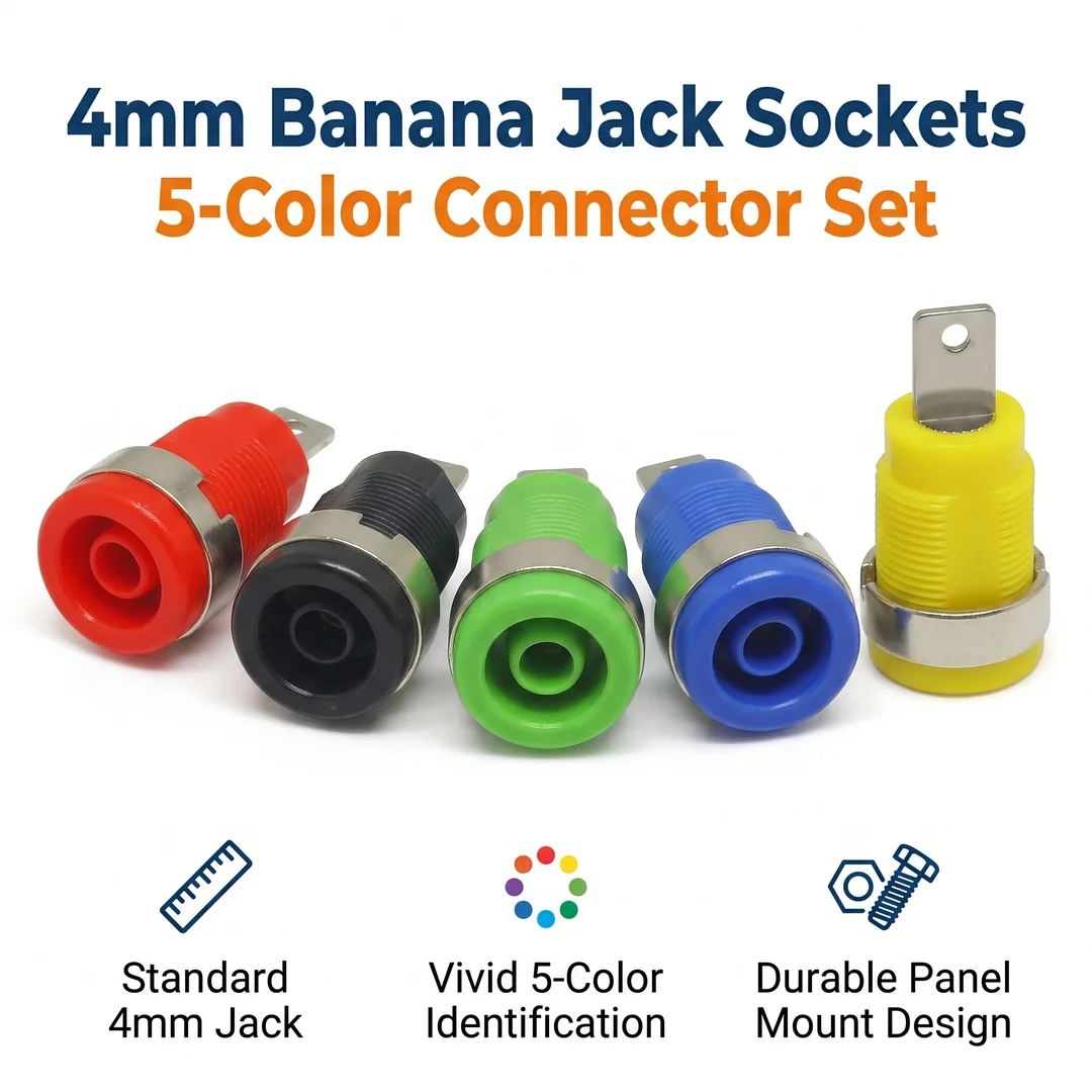 5PCS 4MM Banana Plugs Female Jack Socket Plug Wire Connector 5 Colors Multimeter Socket Banana Head Female