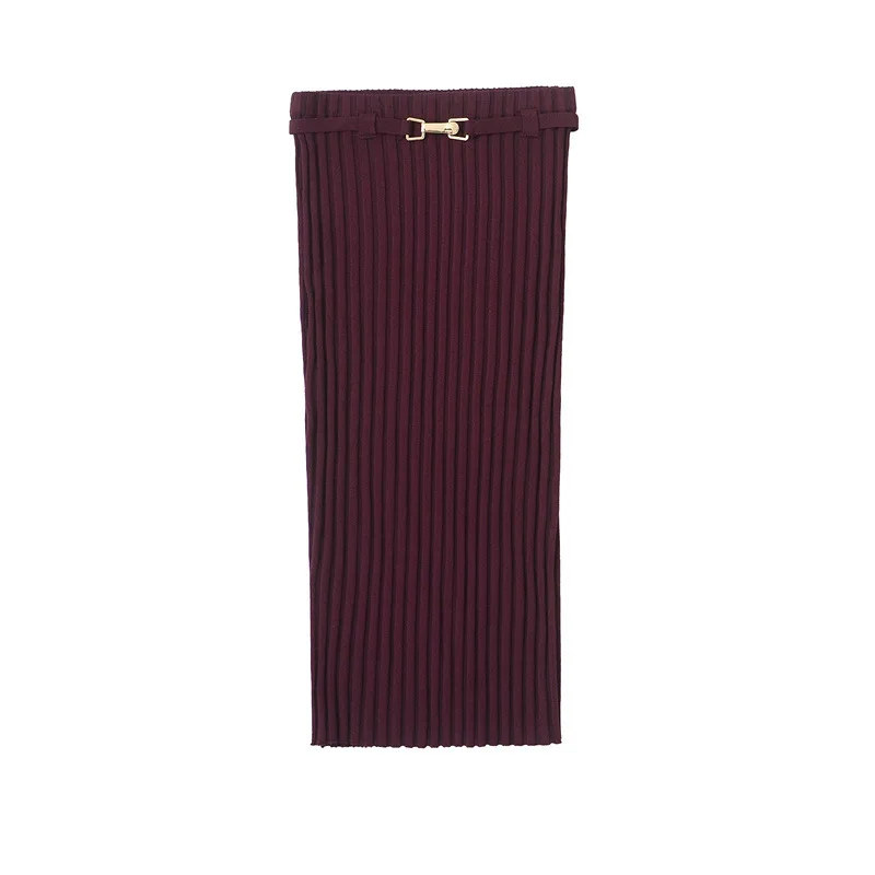 ملابس نسائية جديدة تنورة علوية محبوكة بياقة عنق أوروبية وأمريكية #2