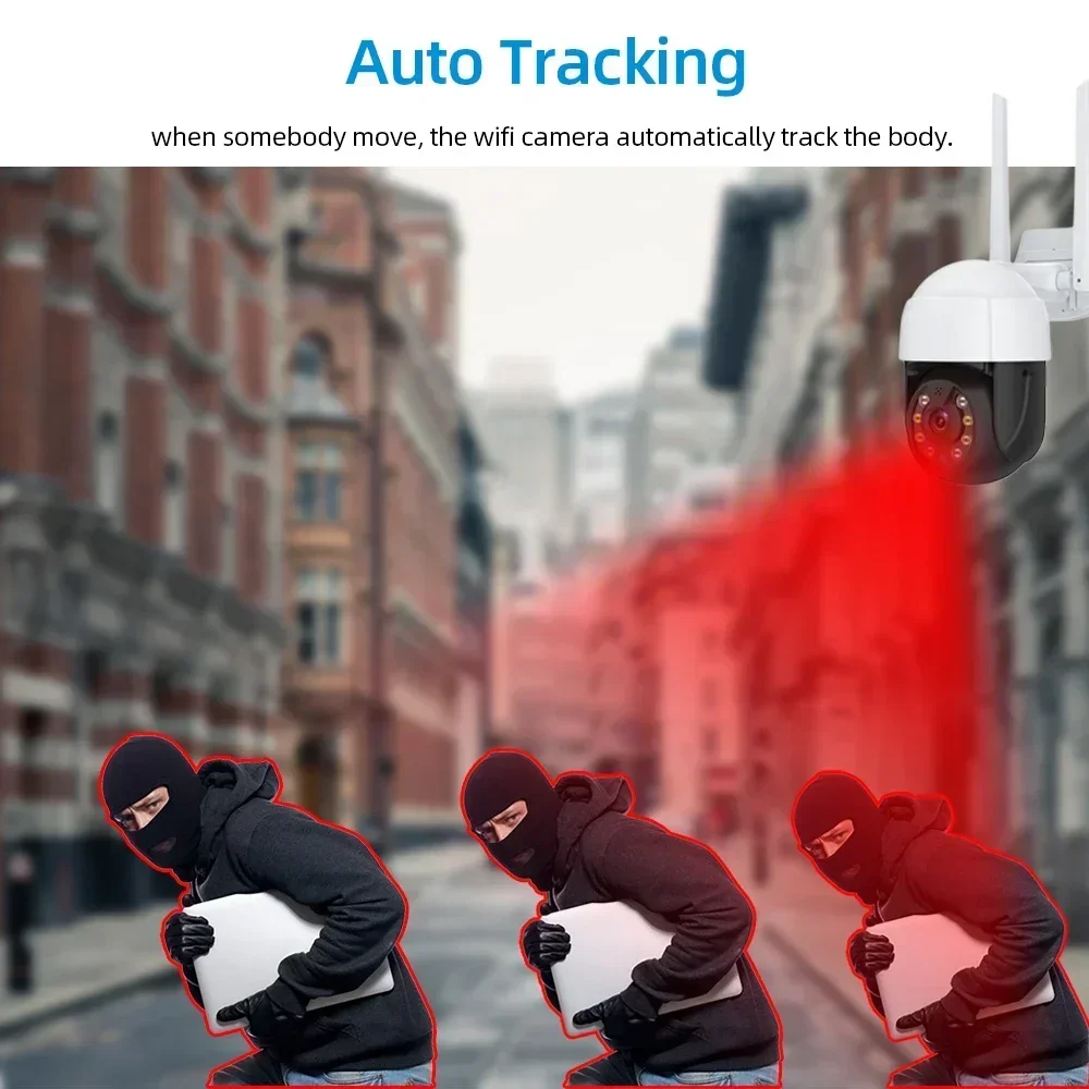 Cámara de seguridad IP Wifi de visión nocturna a todo Color exterior 5MP Tuya Smart Life seguimiento automático cámara de vigilancia CCTV PTZ