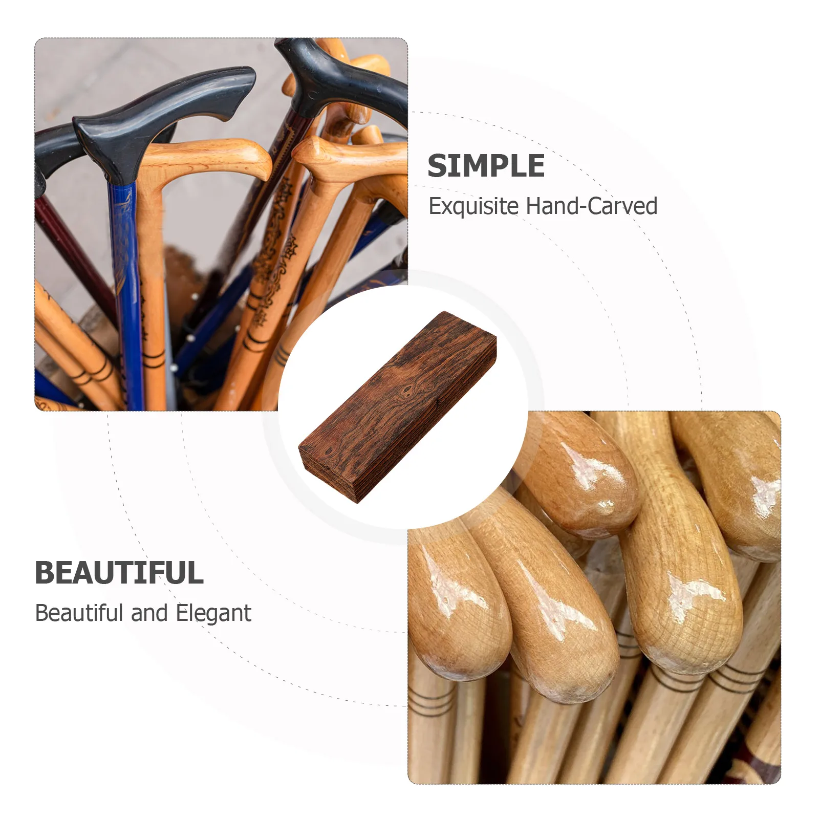 

Wooden Crutch Handle Grip Golden Sandalwood Block DIY Craft Supply Wooden Handgrip Material for Carving Making Accessory