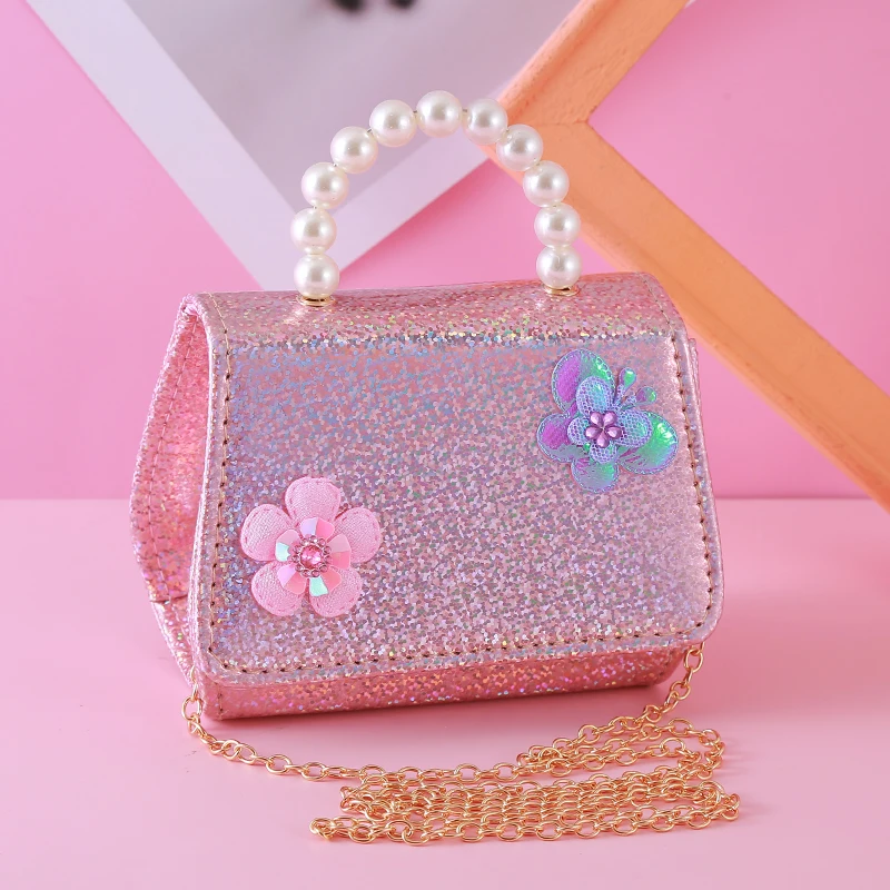 2024 New Girls Princess Crossbody Bag Cute Kids Mini Hand Bags Butterfly Decor Baby Coin Pouch Box Toddler Messenger Bag