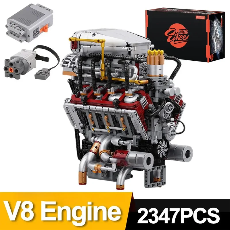 2347PCS Kids Building Blocks Supercar V8 Engine Model Motor Drive Creative Children's Toys For Boys Adults Birthday Gifts