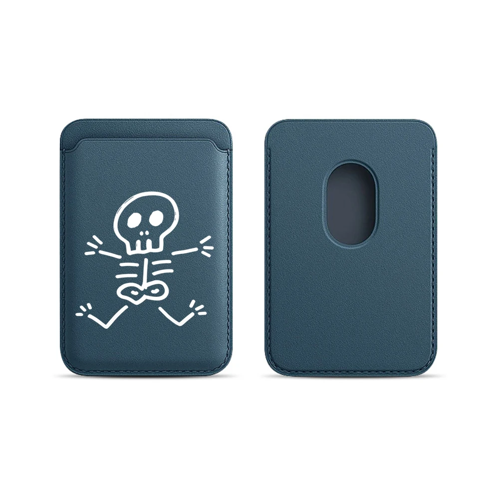 Leder-Kartenhalter Künstlerischer Totenkopf-Geldbörsen-Cover Telefonkartenhalter für Magnetische Hülle Geeignet für alle iPhones für Magsafe Karten-Handytasche – Detail 7