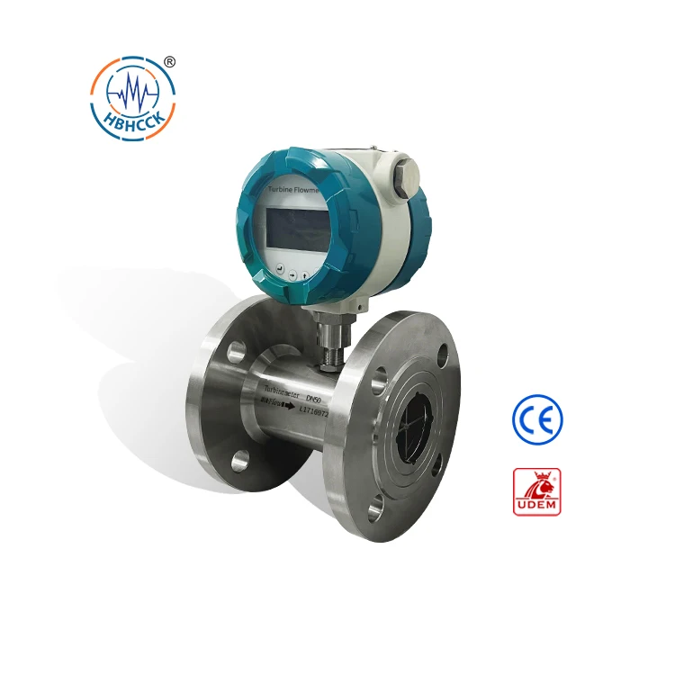 HCCK stainless steel remote local display 4-20ma RS485 flowmeter sanitary turbine alcohol flow meter