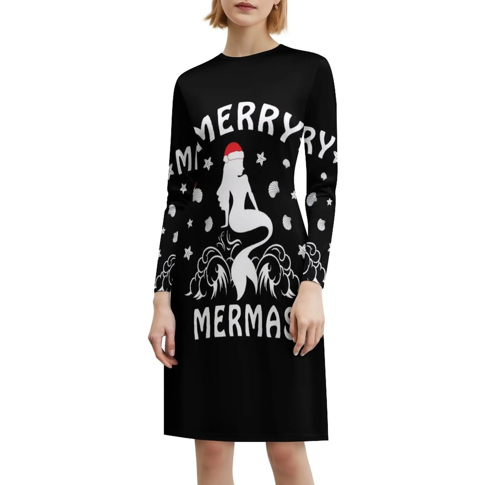 فستان حفلات Merry Mermas Christmas Mermaid للسيدات ملابس الشارع الشهير ملابس نادي مطبوعة عصرية للإناث شاطئ حورية البحر لعيد الميلاد