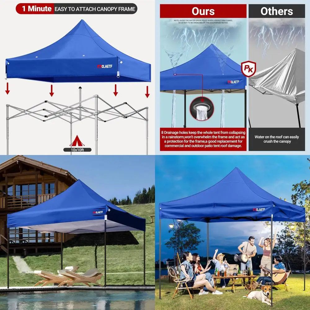 

Сменный навес синего цвета 10x10 для уличных выдвижных палаток с дренажными отверстиями, подходит для сада, патио и солнцезащитного козырька