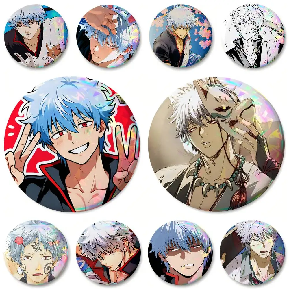 Sakata Gintoki Hot Classic Anime Gintama Round Badges Can Be Used To Decorate Clothes And Backpack Pins