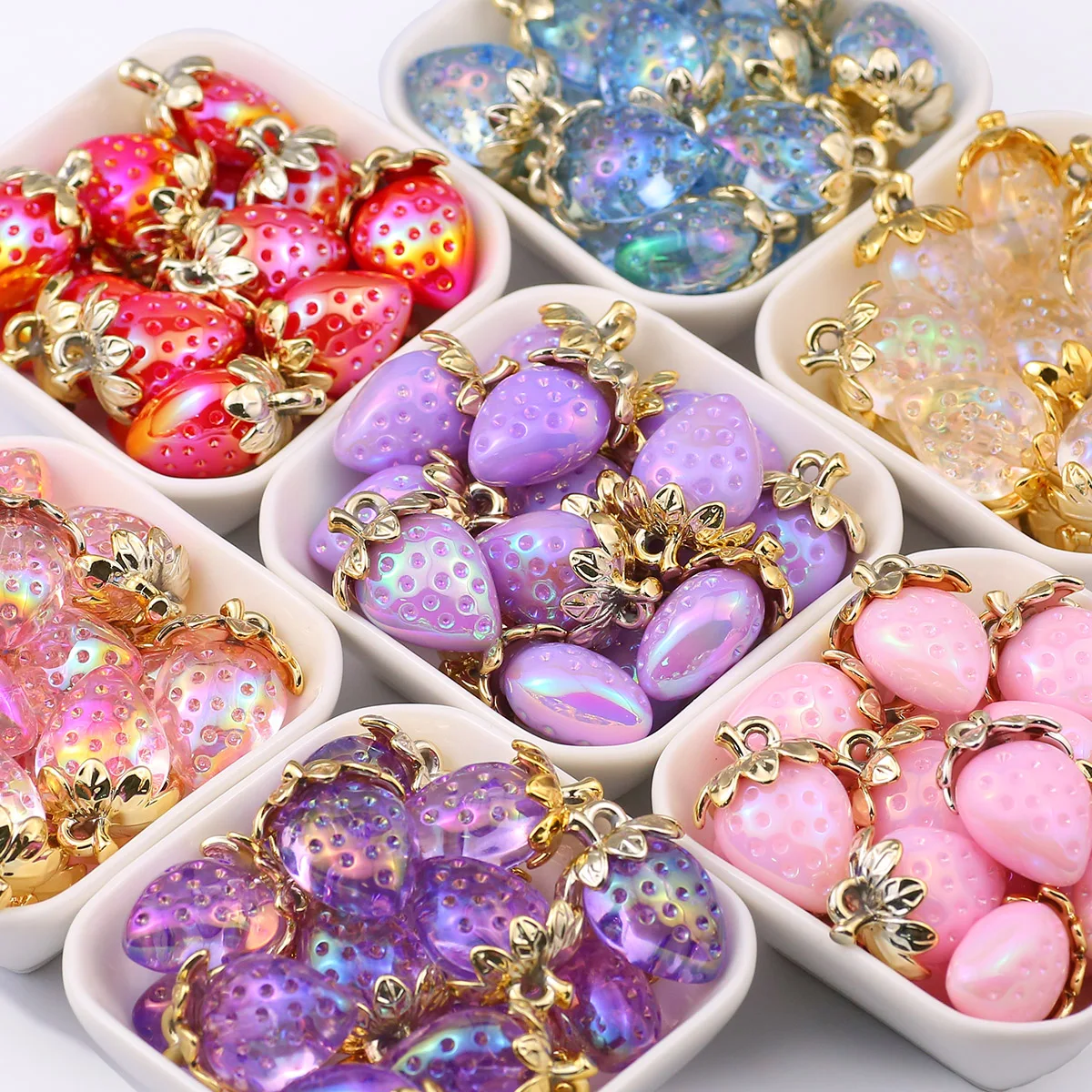 Strawberry Acrylic Charms, Colorful Fruit Pendant Charms Beads for DIY Bracelets Necklaces Earrings & Jewelry Making Crafts 5Pcs