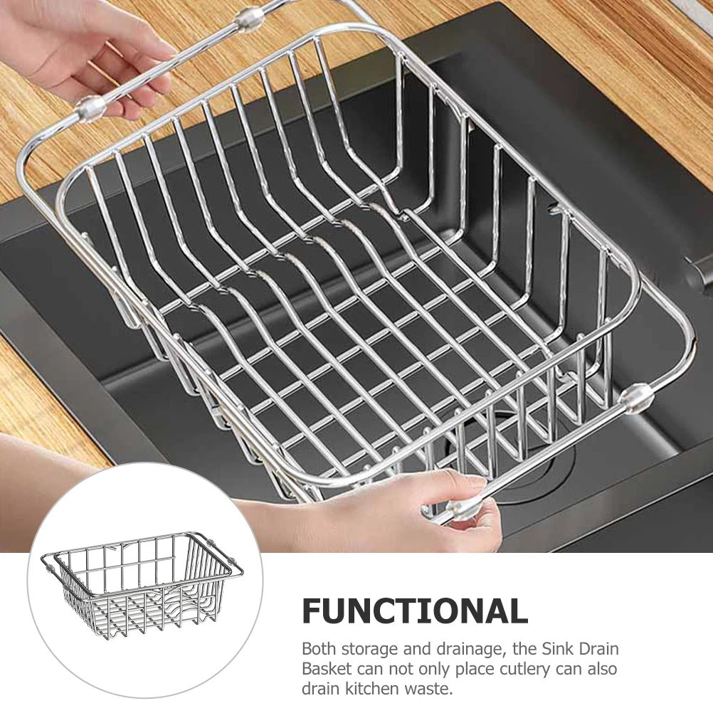 

Stainless Steel Dish Drying Rack Large Capacity Sink Draining Basket Kitchen Utensil Storage Holder Expandable Countertop