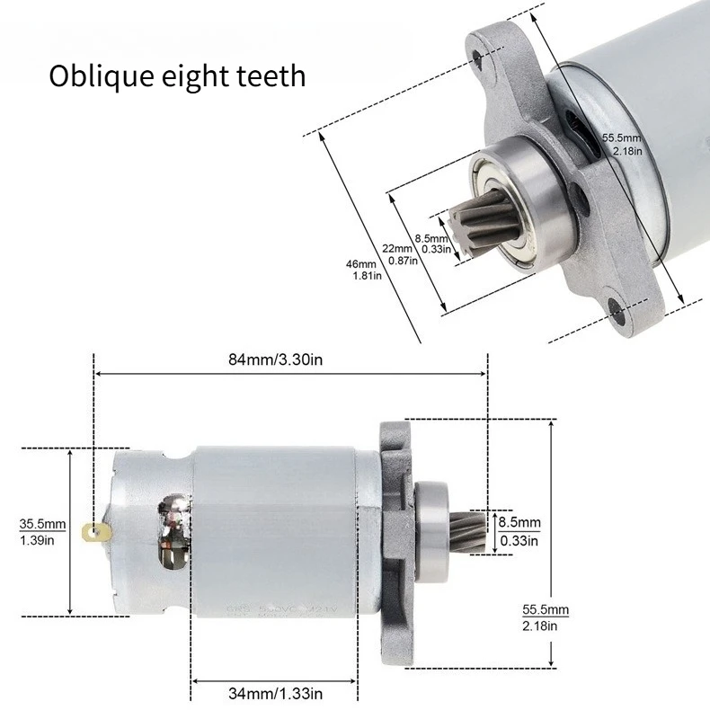 For 21V Lithium Cordless Reciprocating Saw RS550 Motor Replacement 8-Tooth Tapered Gear Saber Saw Charging Motor Parts
