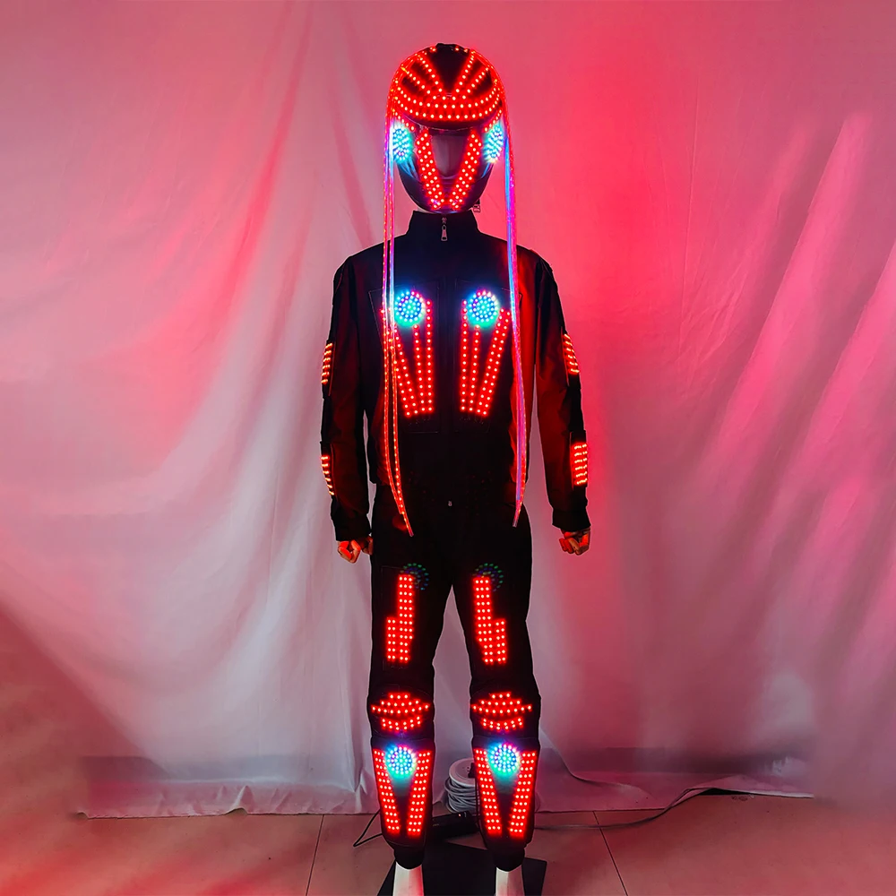 

Led Luminous Robot Suit RGB Dance Helmet Warrior Cool clothing Amazing Performance Stage Costume