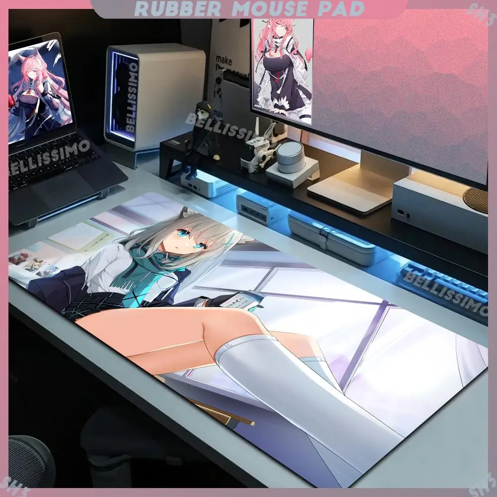 

Hot Kawaii Shiroko Blue Archive Mouse kawaii Pad Non-Slip Rubber Edge locking mousepads Game keyboard play mats for notebook PC