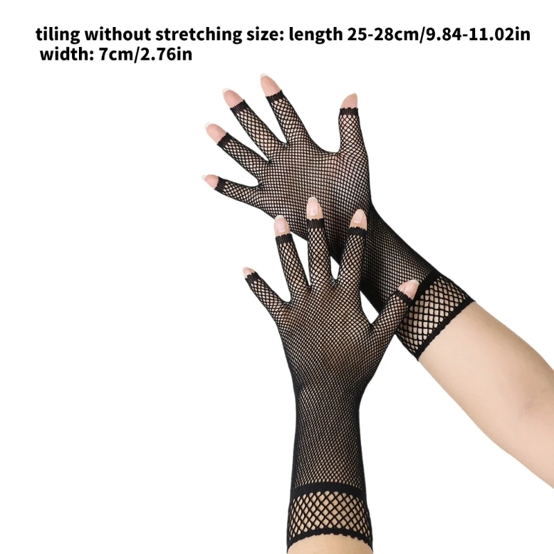 Dark Short Gloves Operas Fishnet Gloves for Stage for Women and Girls Gift