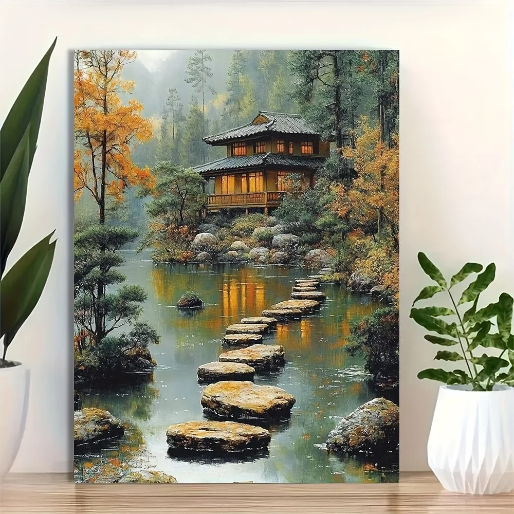 

500/1000/1200/2000PCS Puzzles for Adults Summer Lakeside Cottage Landscape,Jigsaw Puzzles Brain Games Gifts Home Decor
