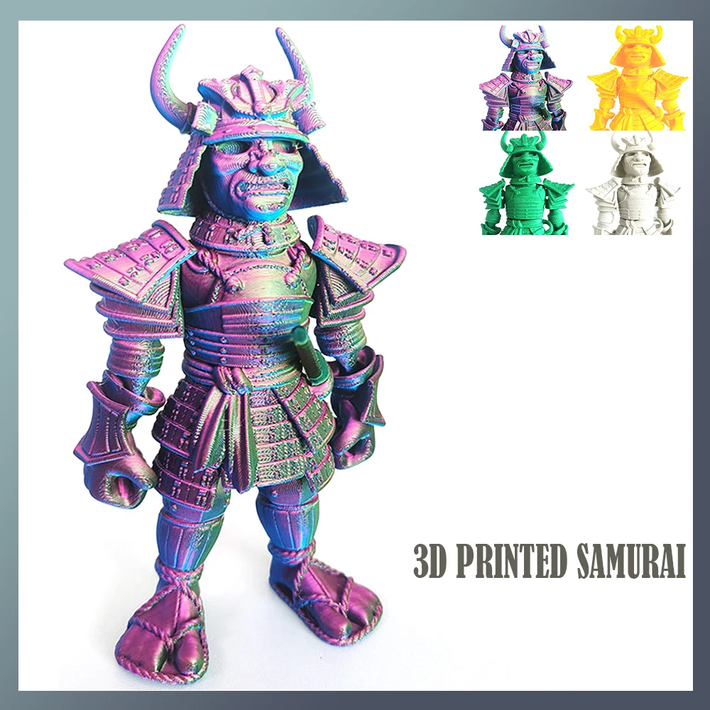 Samurai Warrior Model Toys para crianças, figuras impressas em 3D, multi-articulação, ornamento móvel, decorativo, luminoso, novidade, presentes para meninos