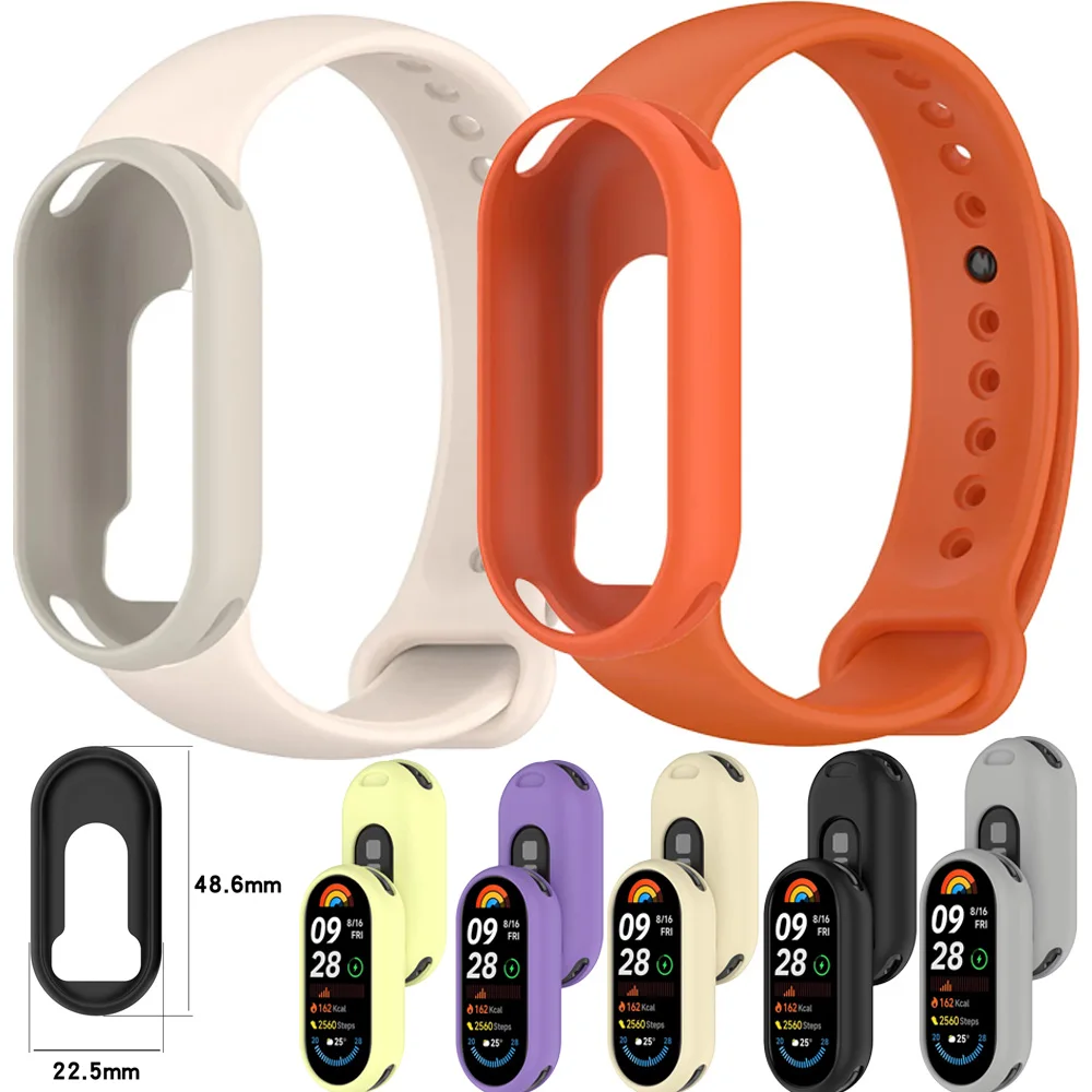 Мягкий силиконовый чехол-ремешок для Xiaomi Band 10 9 8, защитный противоударный чехол для Mi Band 10 9, спортивный браслет-ремешок