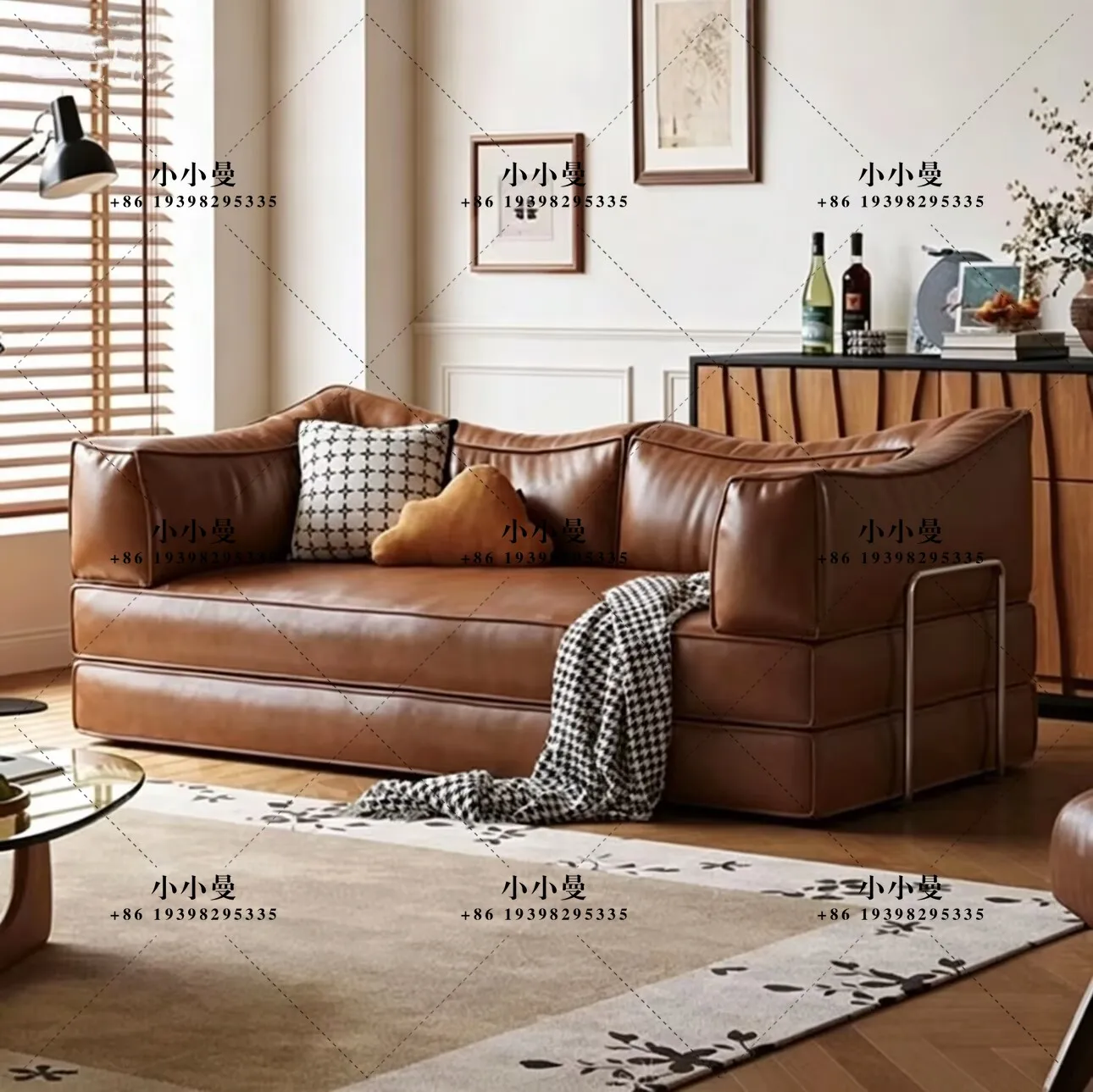 Cat claw leather sofa, antique folding dual-purpose compression sofa bed in living room, household small apartment module