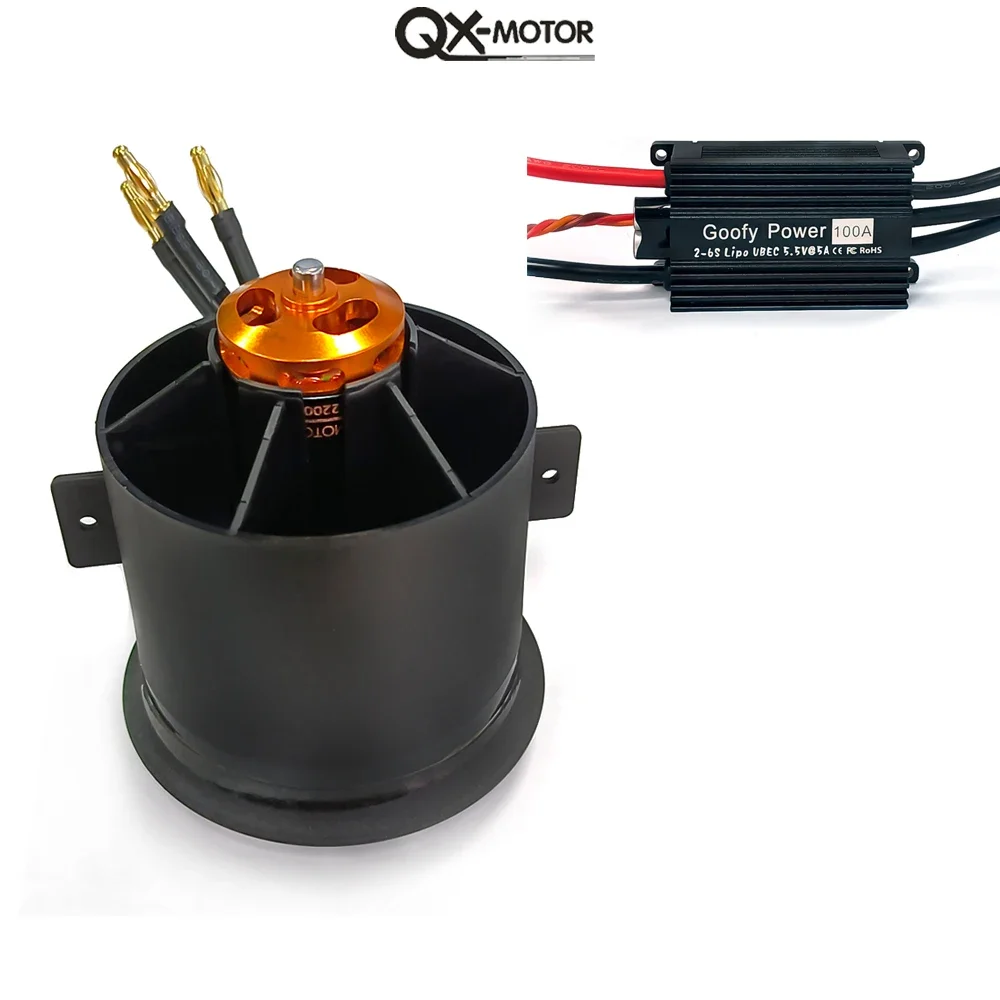 SkyDElQX-MOTOR 70mm EDF 12 Blades Ducted Fan CW CCW With QF3027 2200KV Brushless Motor Use 100A ESC For Remote Control Toy Parts