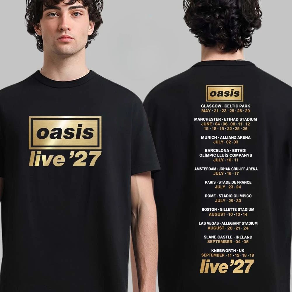 British Rock O-Oasis Live 27 Tour 2027 New T Shirt Women's Hip Hop Gothic Short Sleeve T-shirts Men Punk Tide Clothing T-shirts