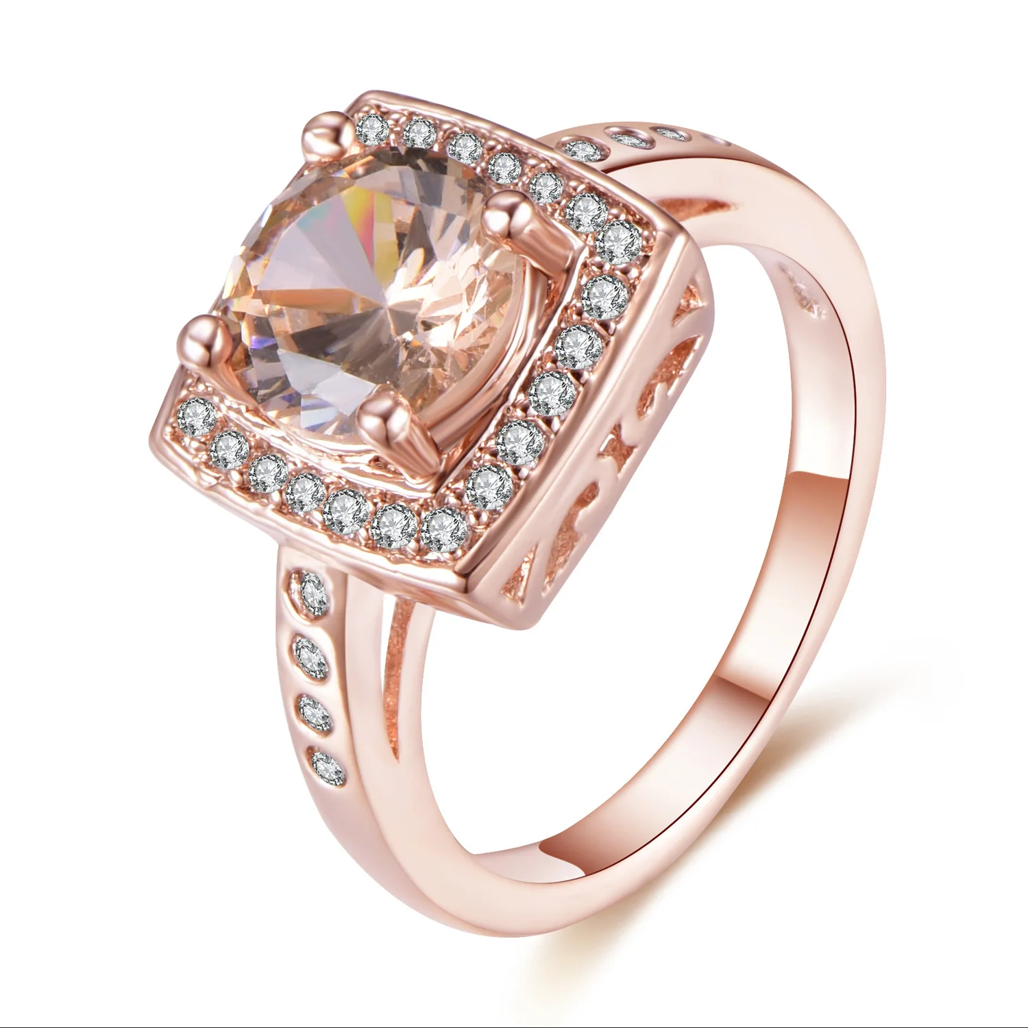 925 silver rose gold inlaid citrine temperament generous zircon ring