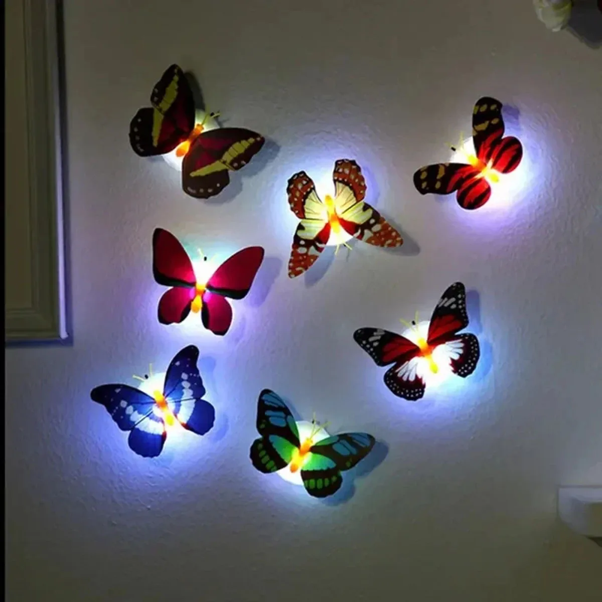 Ranpo-luz nocturna de mariposa caliente, creativa, divertida, colorida, brillante, adhesiva, luces LED de pared decorativas para el hogar