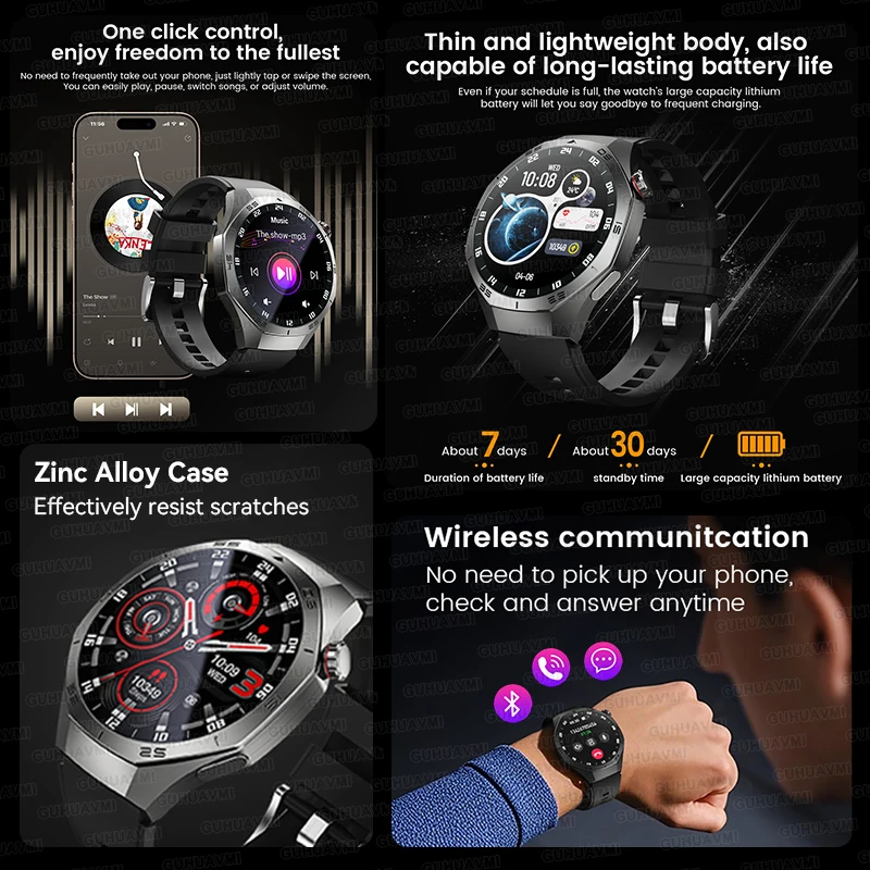 2025 New For Huawei GT5 Pro Sports Smart Watch Men 1.52" HD AMOLED Screen GPS trackr Heart Rate Bluetooth Call Health SmartWatch