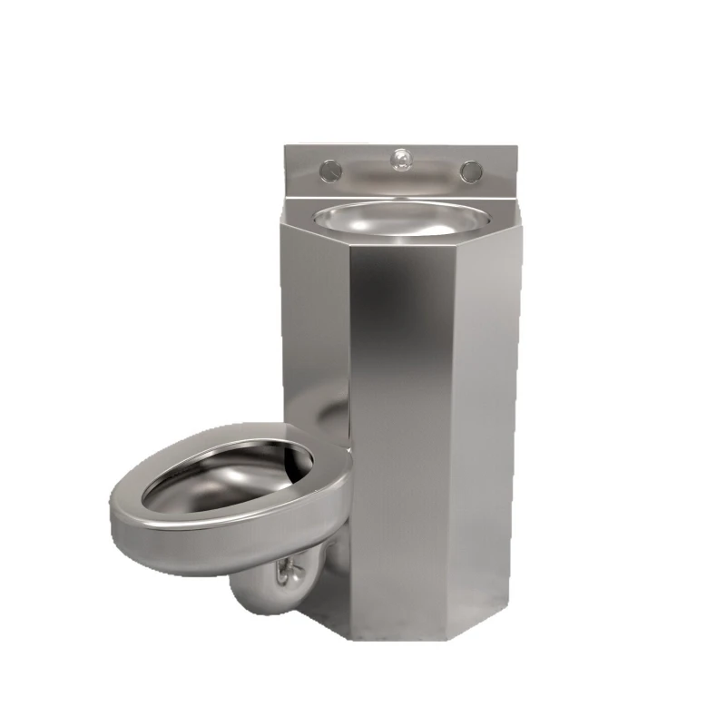 

Integrated side toilet with sink, prison easy to clean 304 stainless steel wash basin one-piece toilet