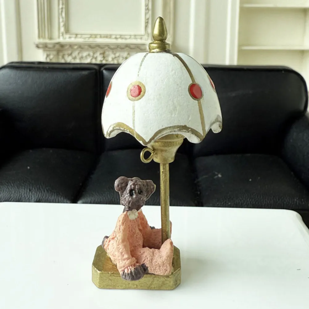 

2Pcs Tiny Desk Lamp Mini Table Lamp with Bear Shade for Dollhouse Lighting Miniature Furniture Decoration Dollhouse Lighting