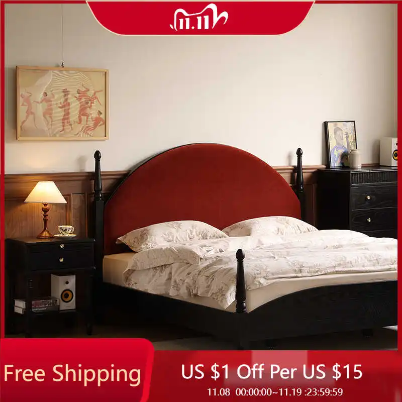 

Роскошная деревянная кровать 200 × 180 см, двойная бархатная спинка, отель, лофт, королевский размер, кровати, изголовья спальни, мебель для взрослых Cama De Casal