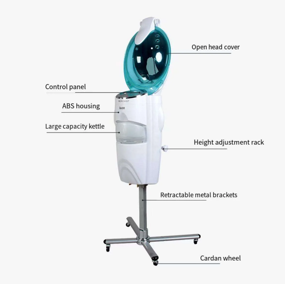 Multi-Function  Professional Ozone Micro Mist Hair Steamer Machine With Led Lights  Hair Treatment Salon Furniture