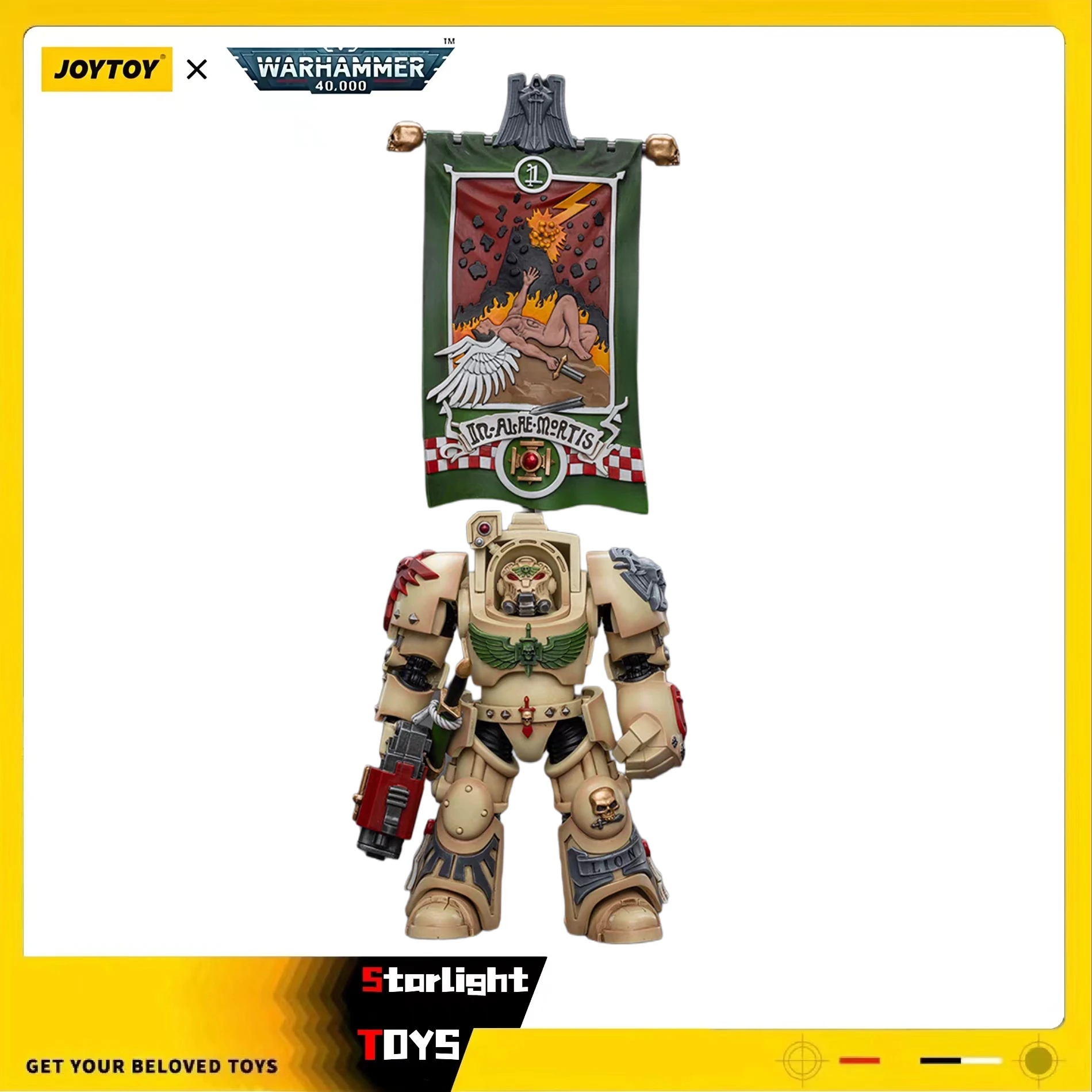 

JOYTOY Warhammer 40K Dark Angels Deathwing Ancient with Company Banner Toys Model Collection Ornament 1/18 Action Figure