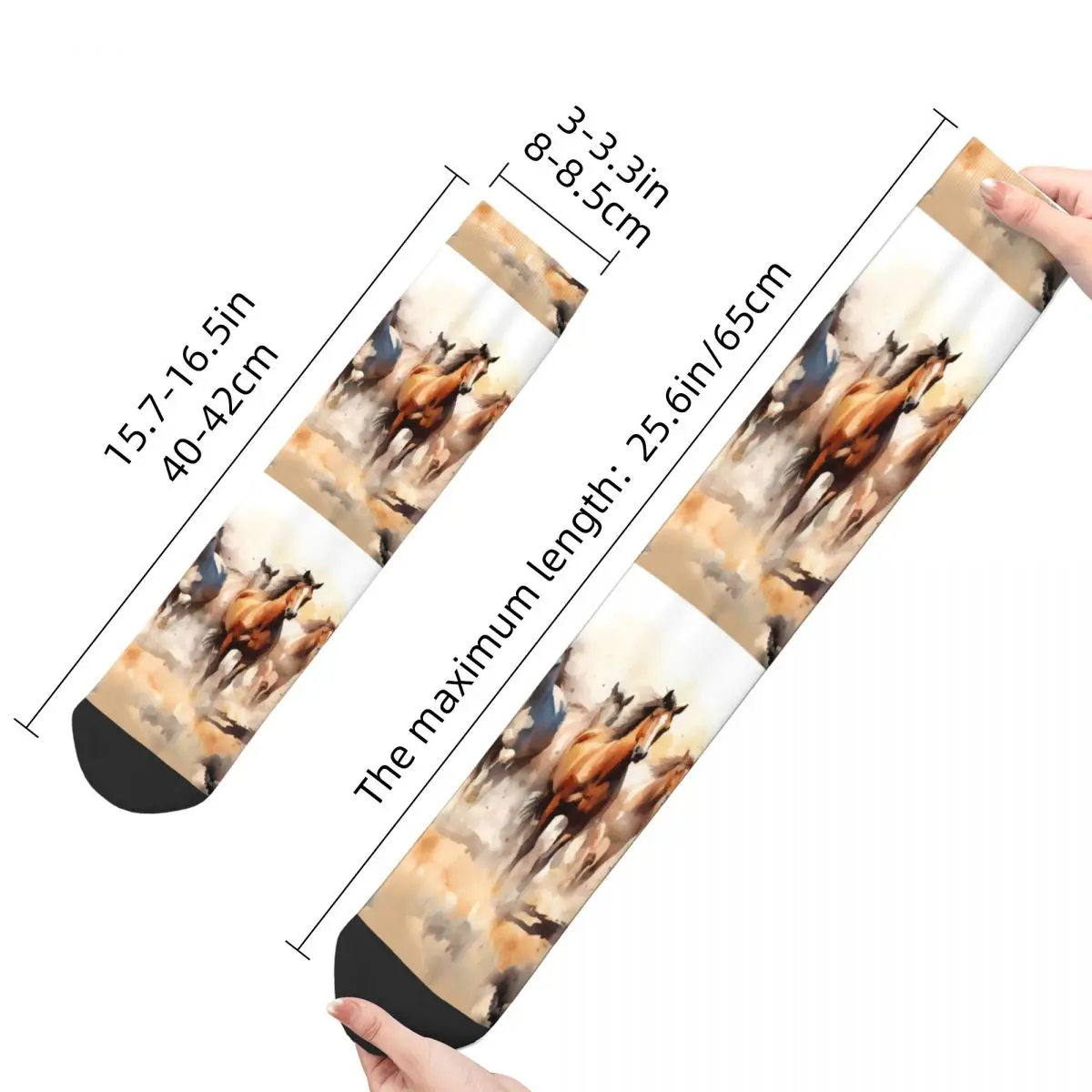 Herd White Brown Horses Galloping Horses Kawaii Socks Gym Cartoon Pattern Socks