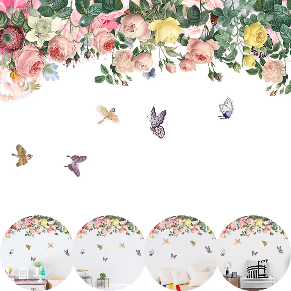 DIY Wall Sticker Wallpaper Painting Creative Flowers Fresh Green Leaves Personality Removable Self-adhesive Vinyl
