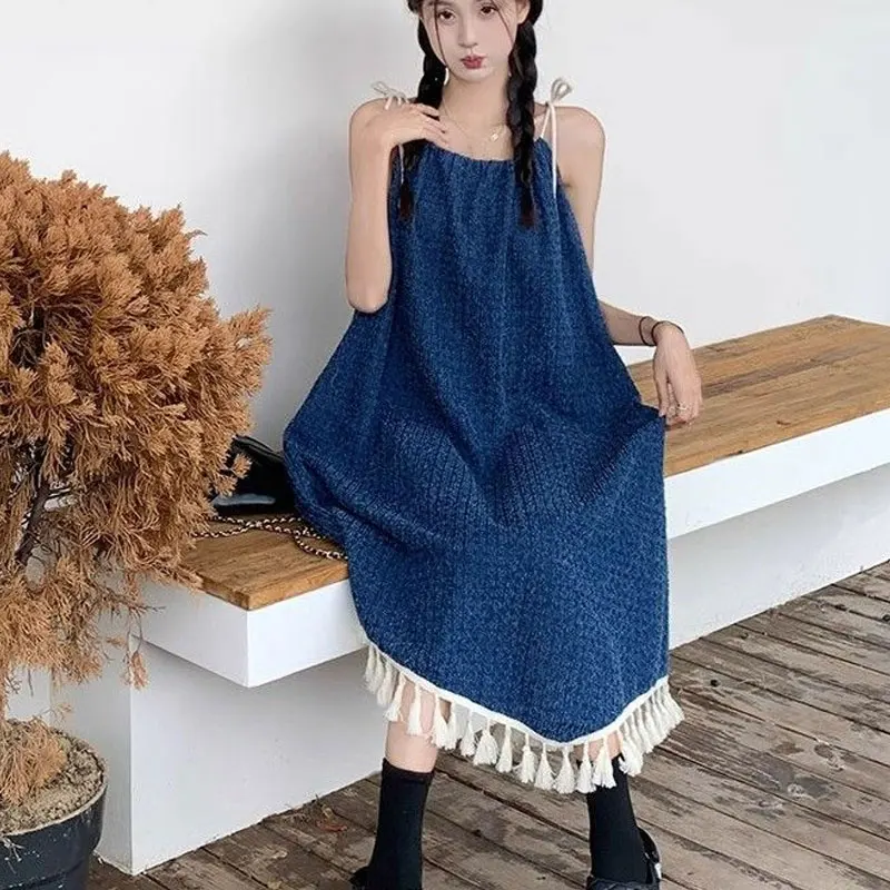 Bella moda irregolare senza maniche camis abito longuette moda donna tinta unita gonna a trapezio estate pullover larghi abbigliamento da donna