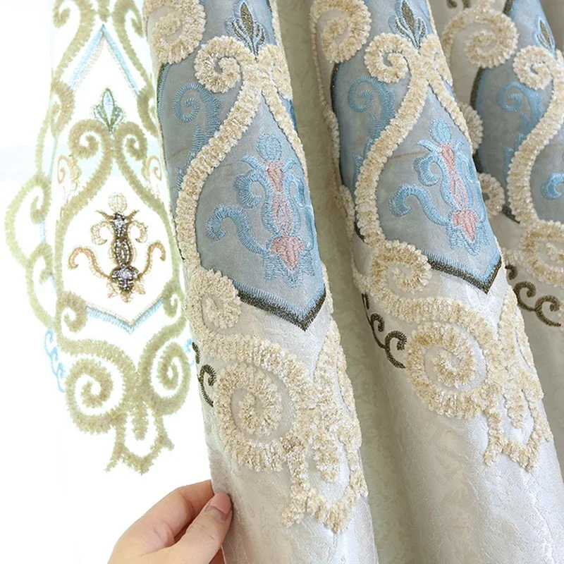 European Jacquard Embroidery Luxury Curtains for Living Dining Room Bedroom Palace Villa Elegant Romantic Simple Window Custom