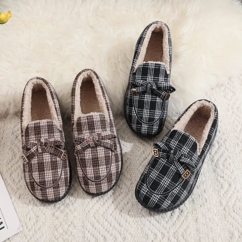 

Warm Fleece Lined Cotton Shoes Comfortable Anti-Slip Casual Women's Shoes Trendy All-Match Korean Style Bean Bean Shoes