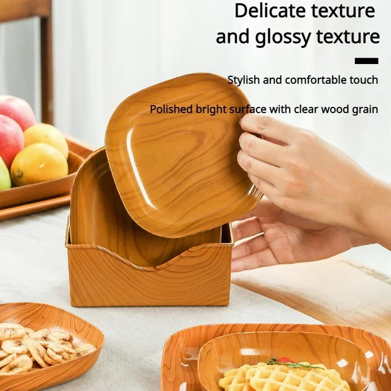 Japanese bone plate with imitation wood grain dried fruit Dim sum melon seeds fruit sugar afternoon tea tray bone plate