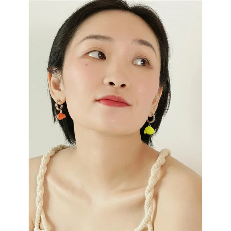 Ocean Elements Multi Colored Drip Glue Clown Fish Earrings UNISEX Ocean Beach Happy Party Jewelry Earrings