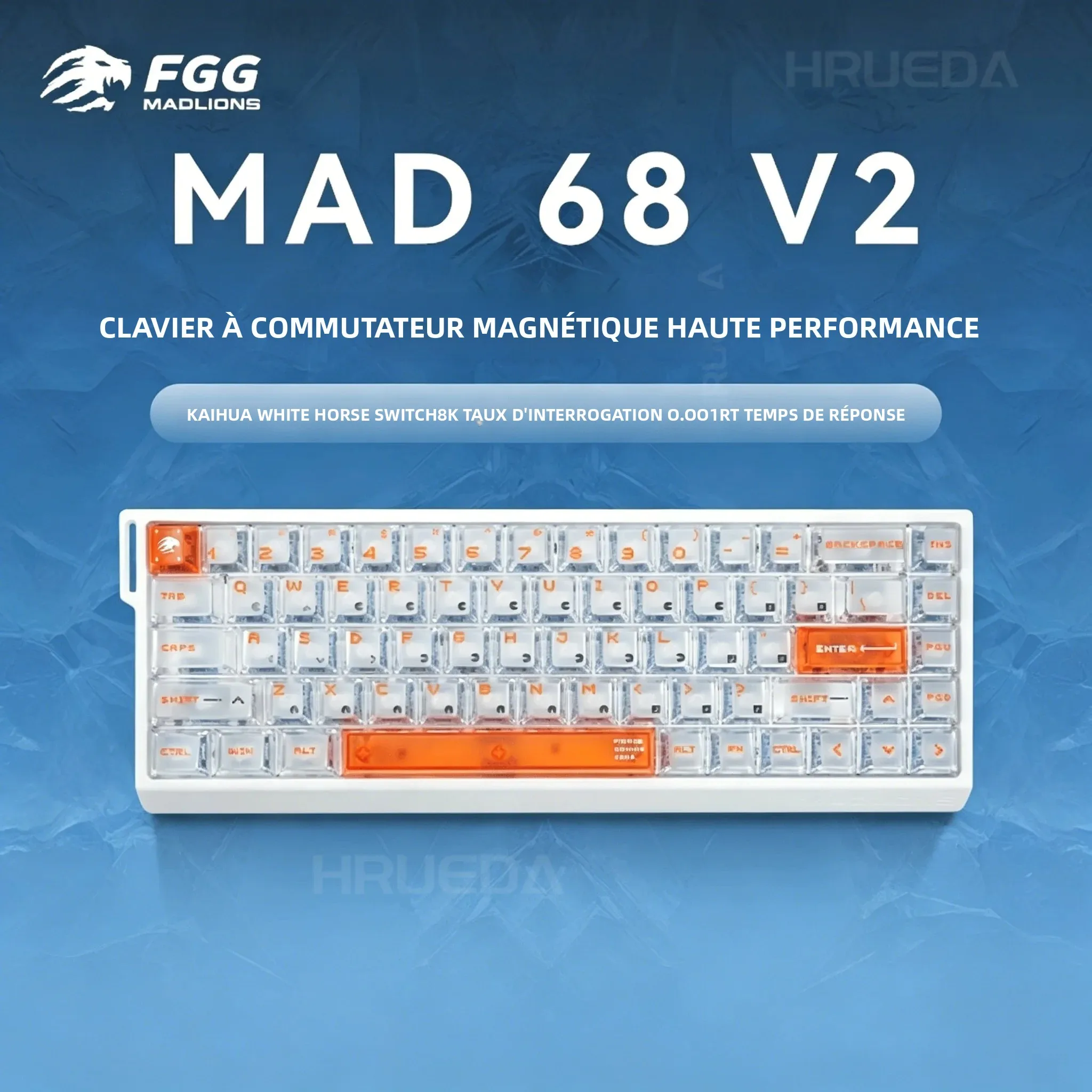 Clavier magnétique FGG Original MADLIONS Mad 60/68 V2 HE E-sport, 0.001 RT 8K HZ, filaire, RGB, Hot Swap, 0.125ms, personnalisé