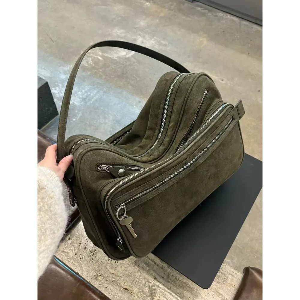 New Niche Multi-pocket Camera Bag Locomotive Shoulder Pillow Elegance Versatile Texture  Style Leather Unique Fashion Simple