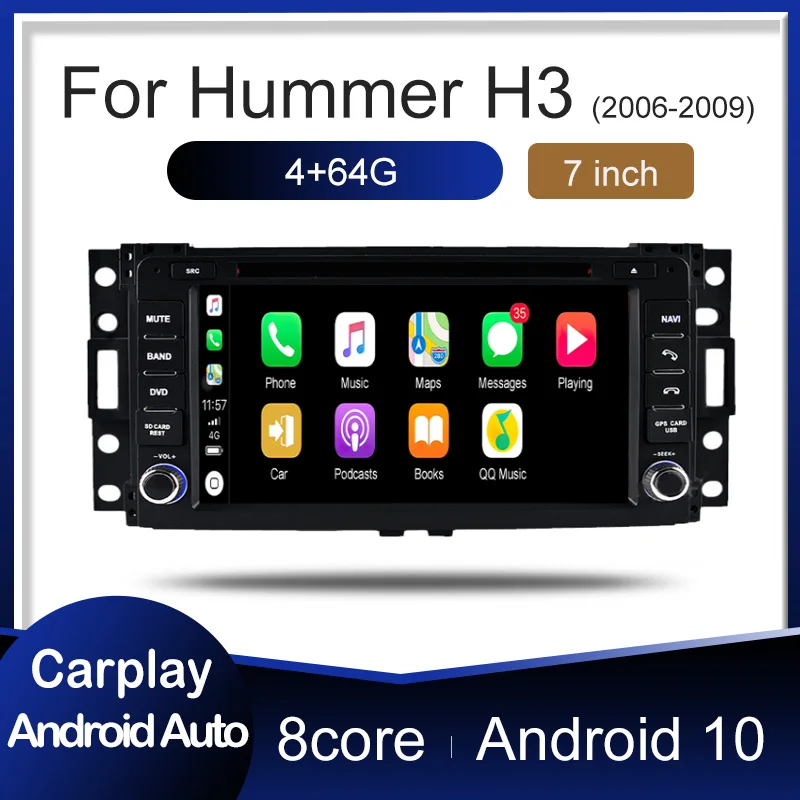 

Android 13 4G Wifi GPS Navigator Car multimedia player DVD stereo radio GPS navigation CarPlay For Hummer H3 2006-2009