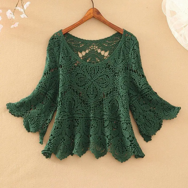 Casual Women Knit Sweater Oversize Autumn Female Hollow Out Knitwear Feather Long Sleeve O-Neck Pullover Sweater Jumper Top Q264