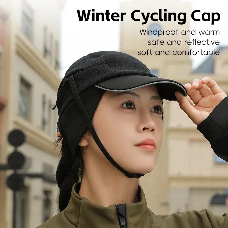 WET BIKING Winter Cycling Sun Visor Caps Warm Men's Hiking Running Polar Fleece Hat Ear Muffs For Women Thermal Sport Gear