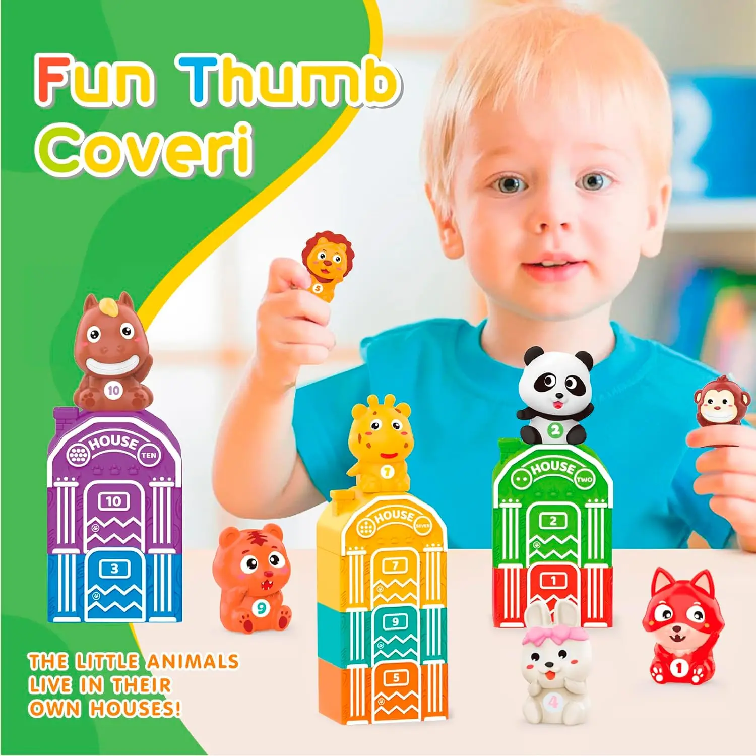 Montessori Farm Animal House Finger Stall Toys, Kids Learning Toys, Baby Counting Matching & Classification Fine Motor Games